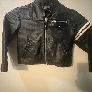 Wilsons Leather Kids Black Jacket with White Stripe
